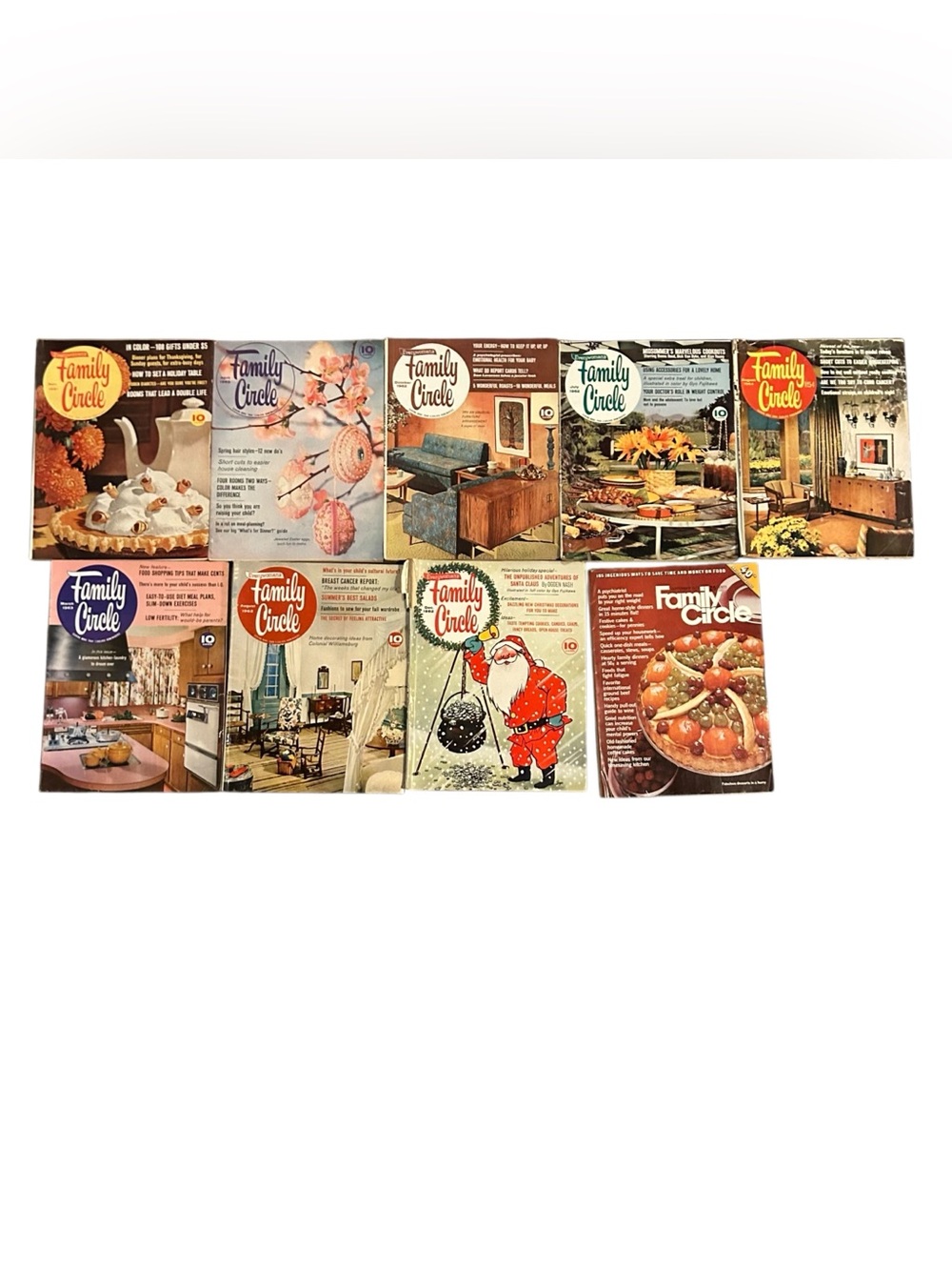 Family Circle Magazine Lot of 9 1962-1972 Mid Century Modern Ads Vintage
